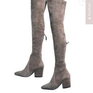 Goodnight Macaroon 'Carina' Taupe Over/Knee Boots